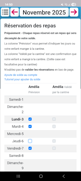 Capture d'écran de l'application ResAgenda - Réservation parentale